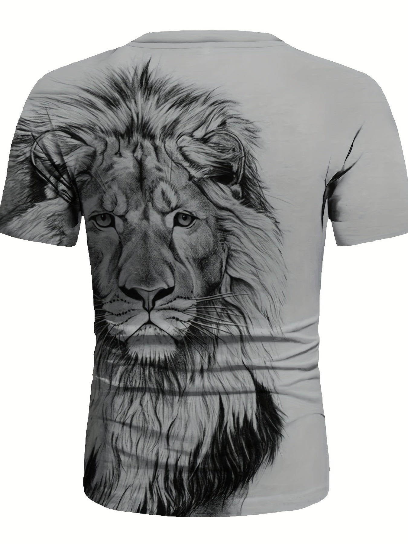Lion Pattern Print Men's Comfy T-shirt, Graphic Tee Men's Summer Clothes, Men's Clothing